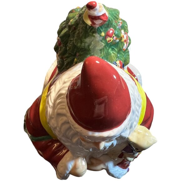 SPODE "Christmas Tree" Santa Handpainted Ceramic COOKIE JAR Holiday 10.75" tall - Picture 5 of 16